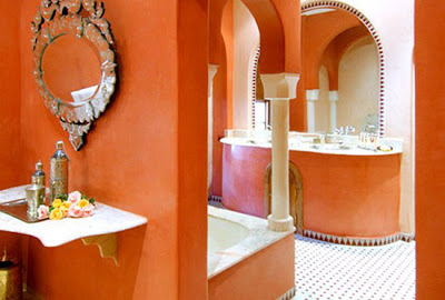 اشكال حمامات بدهان حوائط و جدران باللون البرتقالى (اورنج)